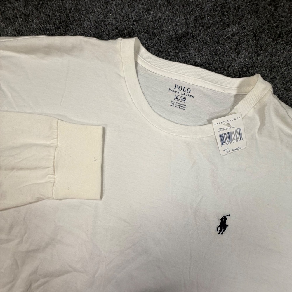 NEW Polo Ralph Lauren Long Sleeve T-Shirt Mens XL White Cotton Pony Logo 0920